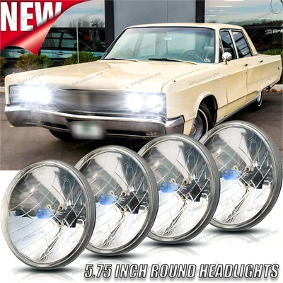 4Pcs 5-3/4 5.75" Round Halogen Headlights HI-LOW For Chrysler Imperial Newport - Image 1 of 4