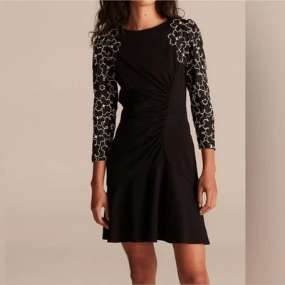 Rebecca Taylor Tai Embroidered Dress Size 12 Black/White - Image 1 of 4