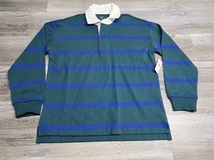 GAP Teen Langarm gestreiftes Poloshirt Größe 8 blau grün neu mit Etikett Rugby-Stil - Bild 1 von 6