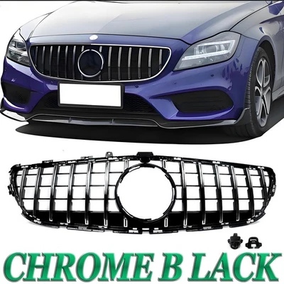 For 2015-18 Mercedes Benz W218 CLS400 CLS550 GT Chrome Black Front Bumper Grille — 第 1/4 张图片