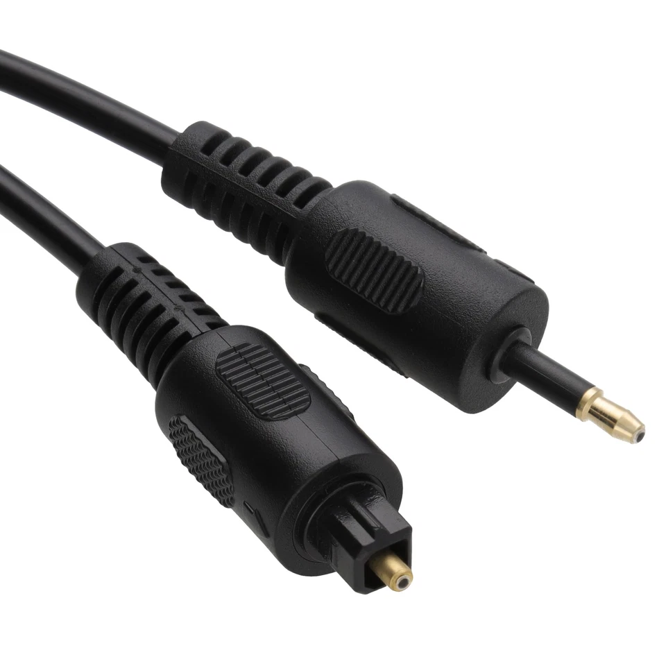 Black Audio TOSlink Plug to MINI-TOSLink OPTICAL 3.5mm Jack Mini Disc Cable 0.5m - Image 1 of 4