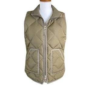 J. Crew Women's Vest Sz XS Olive Green Down Filled Quilted Full Zip Lodge Warm - Picture 1 of 8