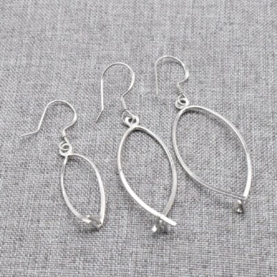 2 Pairs of 925 Sterling Silver Earring Wire Drop Rhodium Plated w/ Peg for Pearl - Imagem 1 de 4