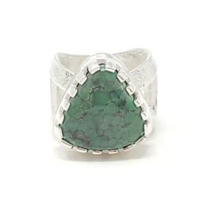 Anillo Tim Herrera Cochiti Pueblo Plata Esterlina Variscita Australiana Estilo Toba - Imagen 1 de 7