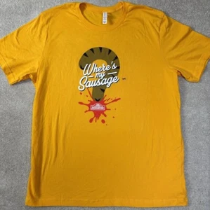 Johnsonville Brats T Shirt "Where's my Sausage" 2XL Yellow Sheboygan, WI NEW - Picture 1 of 6