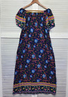Boho Maxi Dress Womens 8 Floral Black Bohemian Gypsy Pockets Long In Style