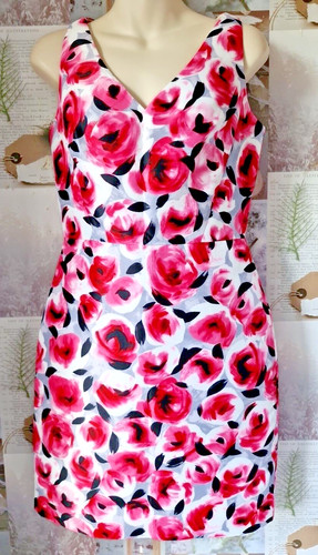 Abito Kate Spade floreale rosa bocciolo di rosa pennello tubino cambio US 4 UK 8 ottime condizioni