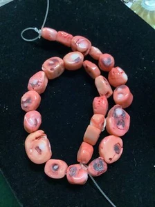 NATURAL PINK CORAL ANGEL SKIN STRUNG BEADS 98 GRAMS 16 INCH - Picture 1 of 3