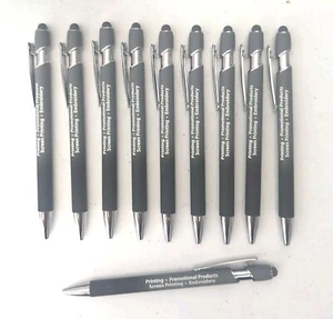 10 penne stilo soft touch in metallo con stampa errata: NERO/GRIGIO: Textari Bali di HUB PEN - Foto 1 di 5
