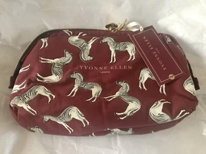 Borsa cosmetica YVONNE & ELLEN bordeaux zebrata nuova - Foto 1 di 1