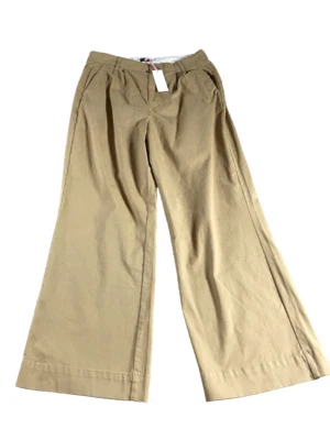 Vineyard Vines Pants Pleated Wide Leg Chino Khaki Womens 14 NEW - Image 1 of 4