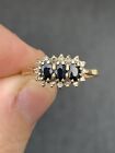 9ct Gold Sapphire & Diamond Vintage Cluster Ring, 9k 375