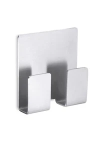 Zack Appeso Brushed Stainless Steel Self Adhesive Double Towel Hook 40135 - Picture 1 of 1