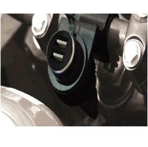 DUAL SOCKET MOTORCYCLE CAR CHARGER FOR IPHONE WITH USB TESTER BATTERY 12V - Picture 1 of 1