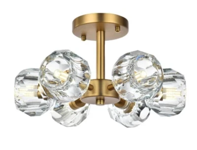 Lámpara de araña de montaje empotrado satinado dorado pasillo vestíbulo baño dormitorio Foto 1 de 4