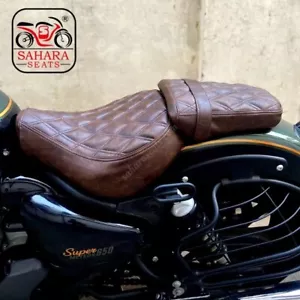 Sahara Seats Royal Enfield Super Meteor 650 Vegan Leather Diamond Seat Cover - Foto 1 di 10