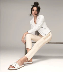 Aquatalia   Iva White Leather Ruched Slide Sandals Shoes US 10M $295 Italy - Picture 1 of 10