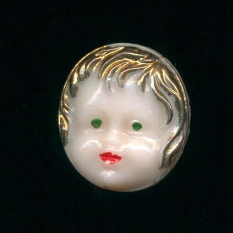 Child Baby Face Glass Realistic Vintage Button 9/16" Cover