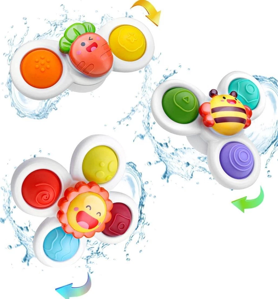 Dyzi Suction Cup Fidget Spinner Toy Sensory Bath Toy Pack Of 3
