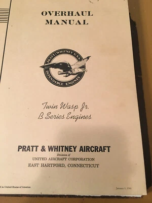 Manual de revisión original Pratt Whitney Twin Wasp Jr. serie B Foto 1 de 4