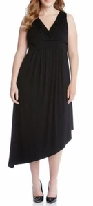 Karen Kane Plus L13679W Black Asymmetrical Stretch Jersey Maxi Dress, 3X - $128 - Picture 1 of 4