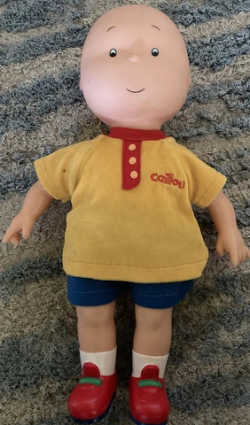 Caillou Doll Yellow Shirt Blue Shorts Red Shoes Bald Plush Toy Classic 14" Cover