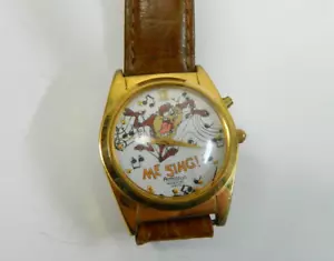 Vintage 1994 WARNER BROS. ARMITRON Tasmanian Devil Musical gold tone watch - Picture 1 of 4