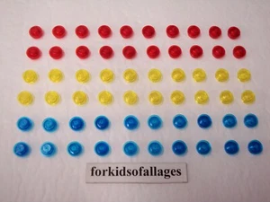 60 Lego Piece Lot TRANSLUCENT Red Yellow Blue 1x1 Round Plates Parts - Picture 1 of 1
