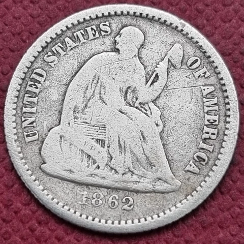 1862 Seated Liberty Half Dime 5c Better Grade #57794 Cover