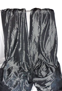 PERI GRAPHITE IRRIDESCENT FAUX SILK (2) PINCH PLEAT PANELS WINDOW CURTAIN 27X107 - Picture 1 of 7