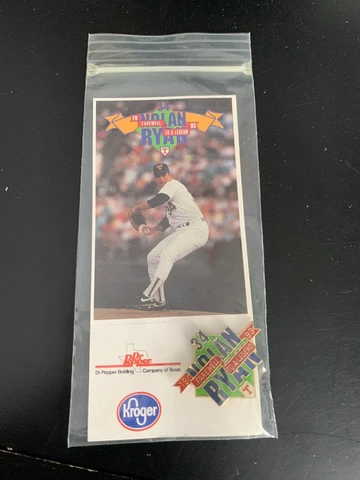 Nolan Ryan 1993 "Farewell to a Legend" Pin/Card (Dr. Pepper, Kroger)  & orig bag Cover