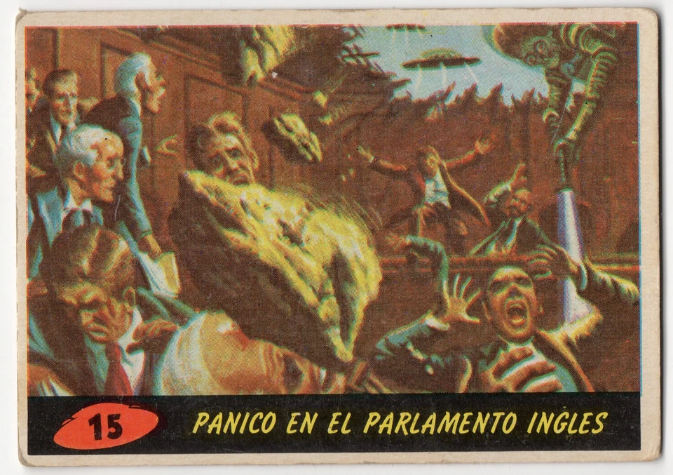 MARTE ATACA MARS ATTACK ARGENTINA SPANISH #15 1966 GUM CARD ALIEN UFO STANI - Image 1 of 2