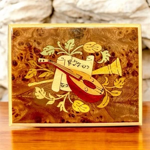 Inlaid Wooden Floral TRINKET KEEPSAKE BOX MELS SORRENTO Handmade Italy NEW - Picture 1 of 5
