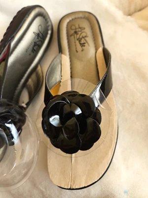 Life Stride Epic Black Patent Sandals Flip Flops size7.5M - Изображение 1 из 4