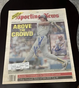 Barry Larkin Jose Canseco Signed 1990 Sporting News BEAUTY TRISTAR (read) - Picture 1 of 5