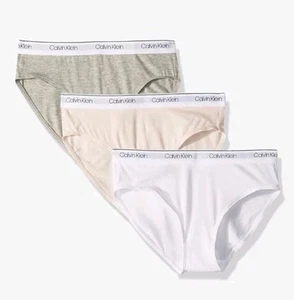 Girls Calvin Klein Modern Cotton Bikini 3-Pack Of Underwear Size Large 10/12 - Picture 1 of 2