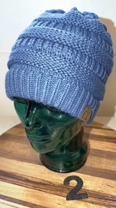 NWOT CC BLUE ACRYLIC CABLE KNIT BEANIE, OSFM, VGC. #2 - Picture 1 of 3