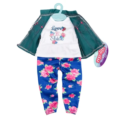 Conjunto de leggings y chaleco vaquero florales My Life As para conjunto de ropa de muñeca de 18" nuevo Foto 1 de 4