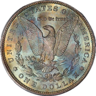 Dólar de plata Morgan 1896-P graduación profesional MS64 - Truview - excelente tóner de color Foto 1 de 4