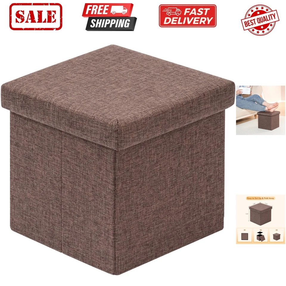 B Fsobeiialeo Storage Ottoman Cube Linen Small Coffee Table Foot Rest Stool