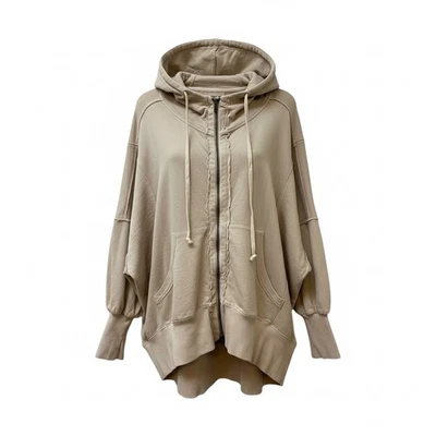 Sudadera con Capucha Free People Camden Verano Caqui De Gran Tamaño con Cremallera Talla S Foto 1 de 4