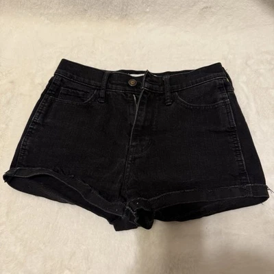 Hollister Black Cut-Off Shorts Women Juniors 1 25R Super Short Y2K Front 13 In - Image 1 of 4