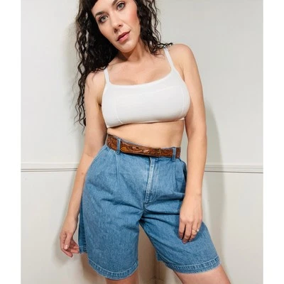 Size 6 1990s Vintage Cotton Denim High Waist Shorts by Ralph Lauren Country  - Image 1 of 4