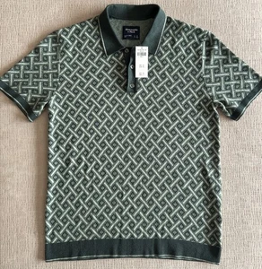 Neu mit Etikett Abercrombie & Fitch klassischer Pullover mit Spitzenkragen Polo geometrisches Muster Sm - Bild 1 von 10