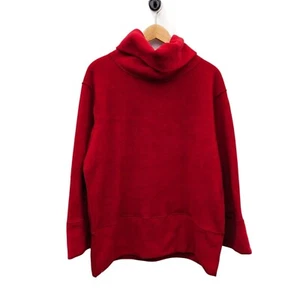 Taxi Basics Red Oversized Fit Fleece-Knit Pullover Turtleneck Sweatshirt Size S - Picture 1 of 3