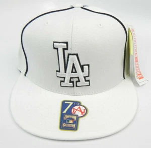 SOMBRERO GORRA CON AGUJA AMERICANA LOS ANGELES DODGERS BLANCO A RAYAS DE COLECCIÓN TAMAÑO AJUSTADO DE NUEVO - Imagen 1 de 10