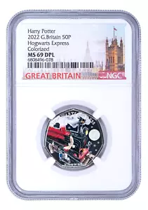 2022 50p Great Britain Colorized Harry Potter Hogwarts Express NGC MS69 Top Pop! - Picture 1 of 2