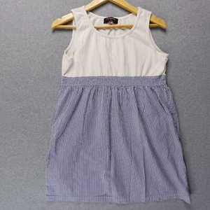 Chic Maternity Dress Womens 12 White Blue Tunic Striped Stretch Tank Singlet - Picture 1 of 12