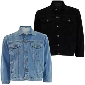 Mens Denim Jacket Cotton Classic Trucker Jeans Jacket Western Style Small To 6XL - Picture 1 of 14