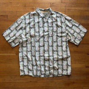 Tommy Bahama Silk Pineapple Print Button Up Camp Shirt Tropical XLT - Picture 1 of 5